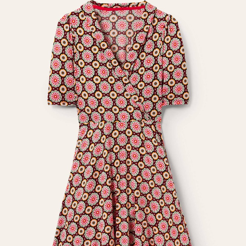 Fixed Wrap Jersey Dress Black, Opulent Daisy